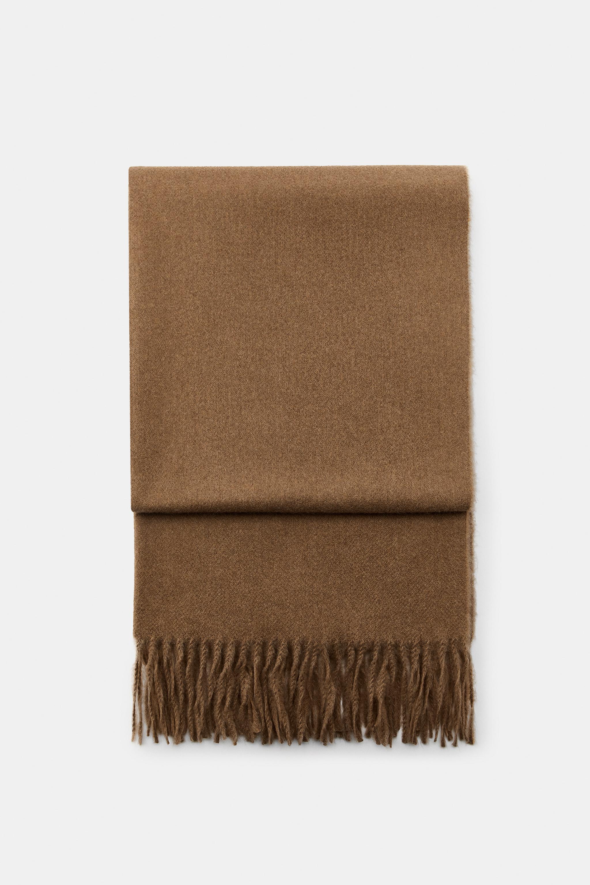 PLAIN FRINGED SCARF - taupe brown | ZARA United States