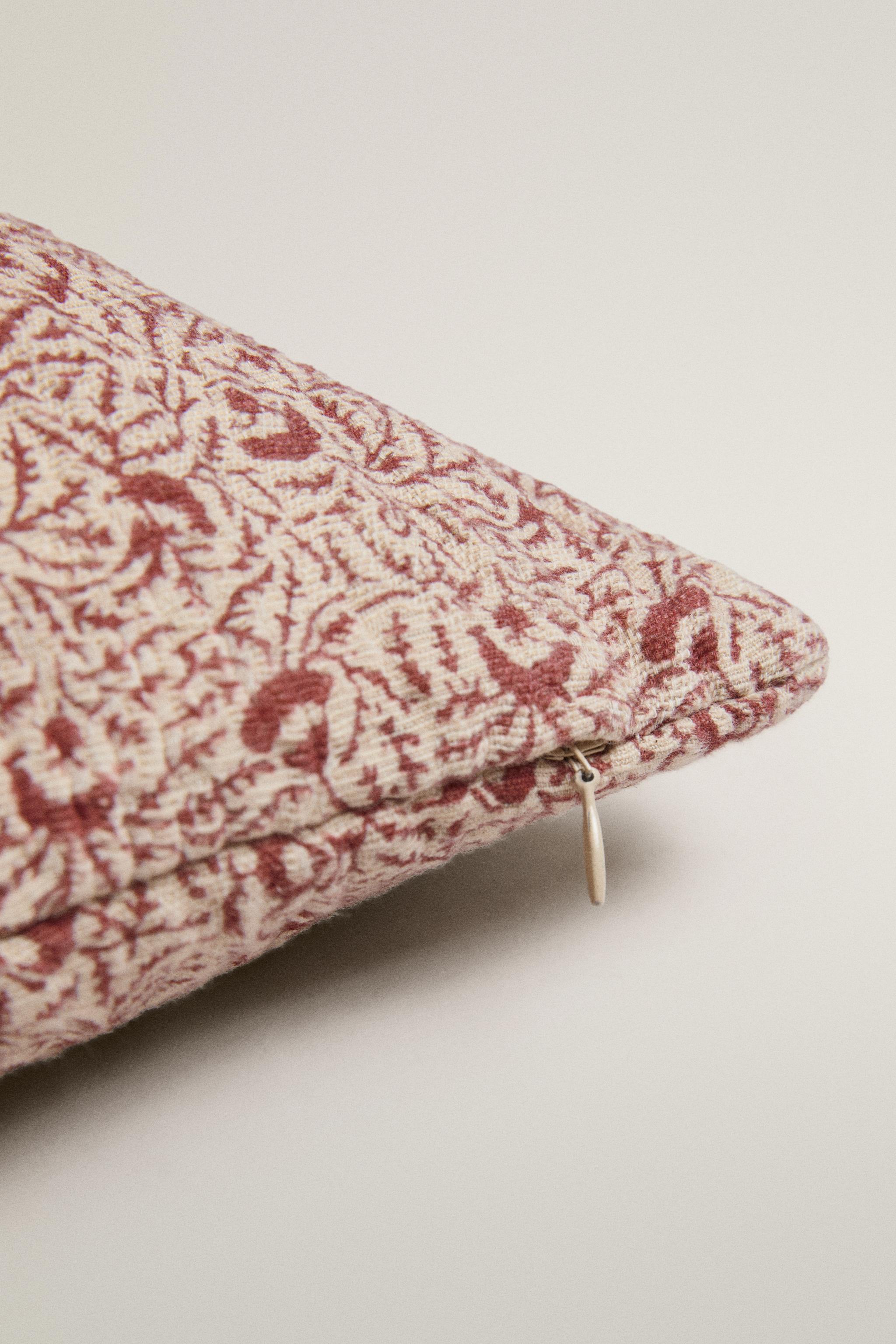 BRANCH PRINT LINEN AND COTTON THROW PILLOW COVER