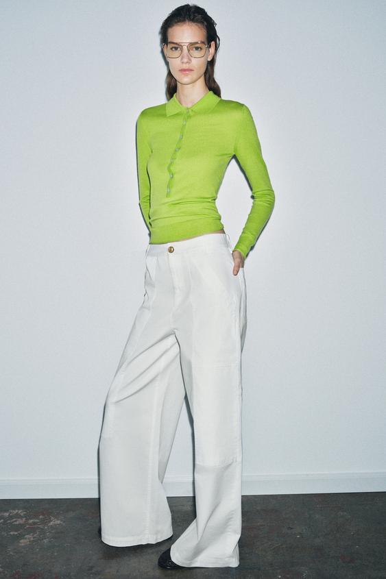 ZW COLLECTION COTTON WIDE LEG PANTS