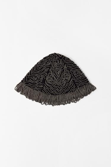 CASQUETE ABALORIOS FLECOS - Negro de Zara