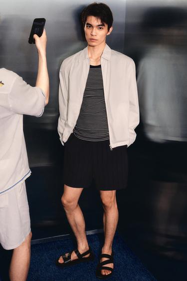 GEOMETRIC JACQUARD BERMUDA SHORTS - Navy blue by Zara