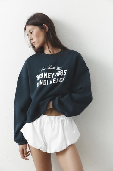MOLETOM COM TEXTO - Azul da Zara