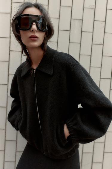 CHAQUETA BOMBER PUNTO CREMALLERA - Negro de Zara