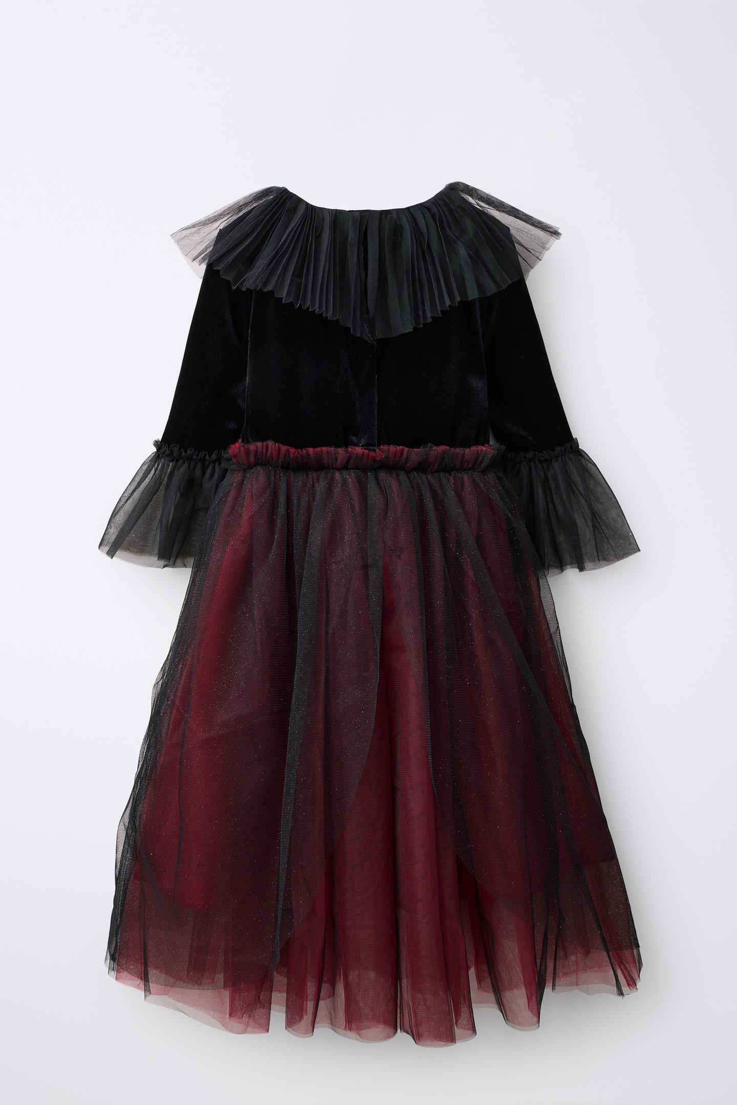 Детское платье Zara Tulle Vampire Dress Costume, цвет: Красный / Чёрный — фото 2