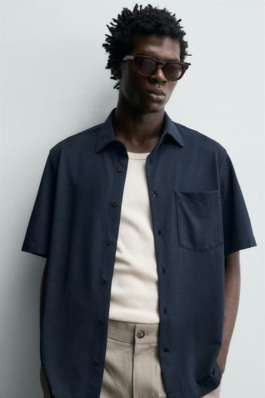 CHEMISE REGULAR FIT STRUCTURÉE - Bleu marine de Zara - Image 5