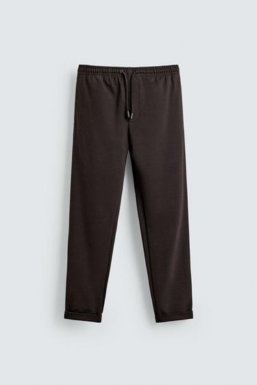 EASY CARE JOGGER WAIST TROUSERS - Brown by Zara