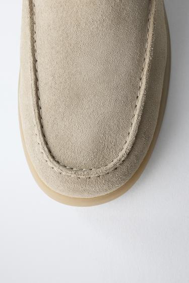 LEATHER DECK ANKLE BOOTS - Ecru White by Zara - Image 5