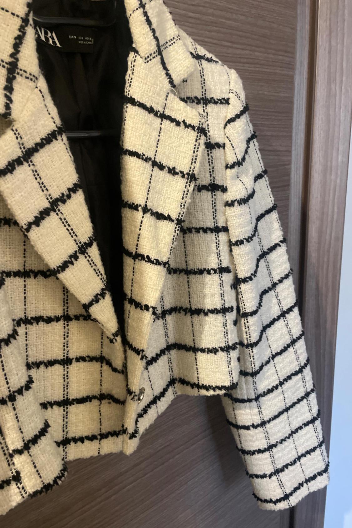 CROPPED CHECKED BLAZER