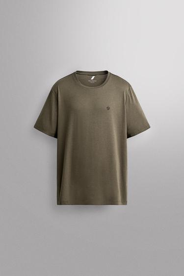 Zara TECHNICAL FLORAL PRINT T-SHIRT - Green