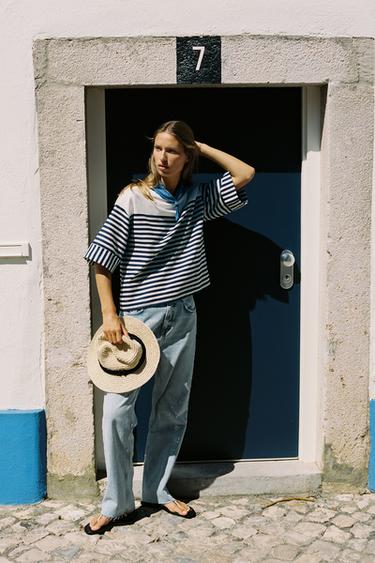 STRIPED LINEN BLEND SHIRT - Blue/White by Zara - Image 1