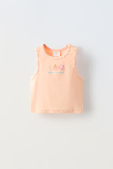 T-SHIRT CÔTELÉ BRODÉ - Orange de Zara - Image 0