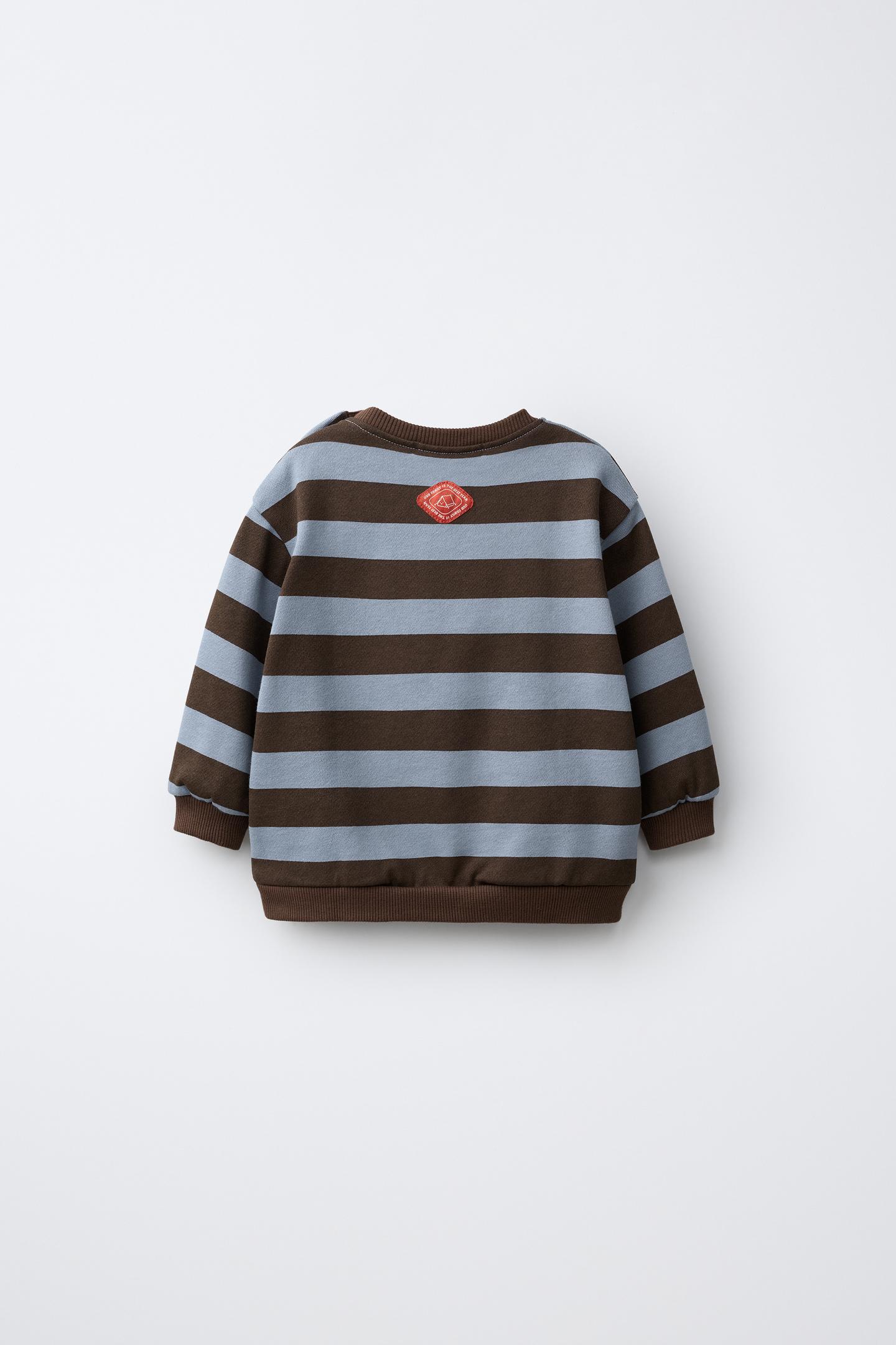 Детский свитшот Zara Striped, цвет: Светлый синий — фото 3
