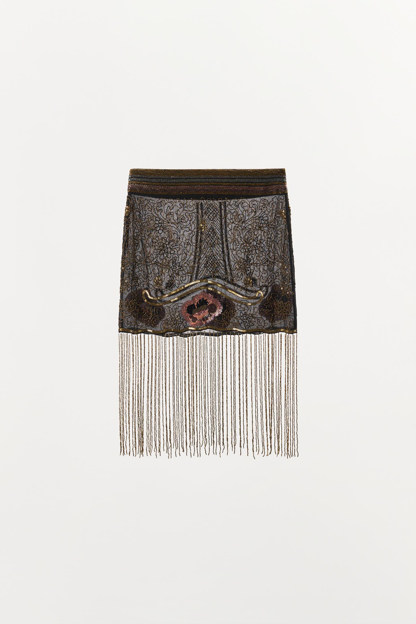 Женская юбка Zara Limited Edition Fringed Mini, цвет: Чёрный — фото 9