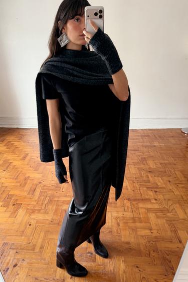 T-SHIRT INTERLOCK À MANCHES COURTES - Noir de Zara