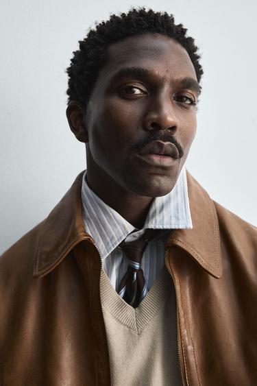 BLOUSON EN CUIR ÉDITION LIMITÉE - Marron de Zara - Image 4
