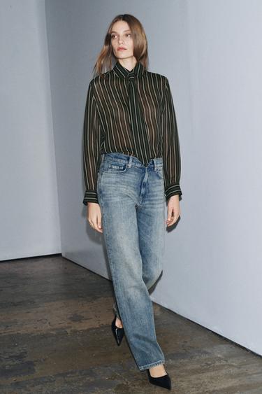 Zara TEKSAD ZW COLLECTION SIRGED KÕRGE VÖÖKOHAGA - Keskmine sinine