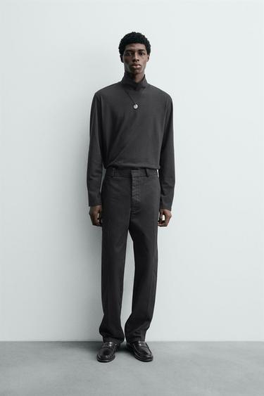 OVERSIZE FIT CHINO TROUSERS - Black by Zara