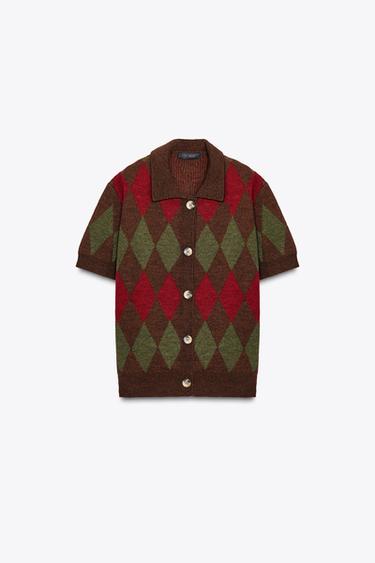 CHAQUETA POLO PUNTO ROMBOS - Multicolor de Zara