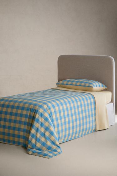 CHILDREN'S PLAIN COTTON FITTED SHEET - Blue by Zara - Image 1