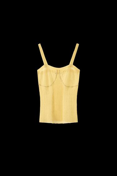 PLISSIERTES STRICKOBERTEIL - Gelb von Zara - Bild 0
