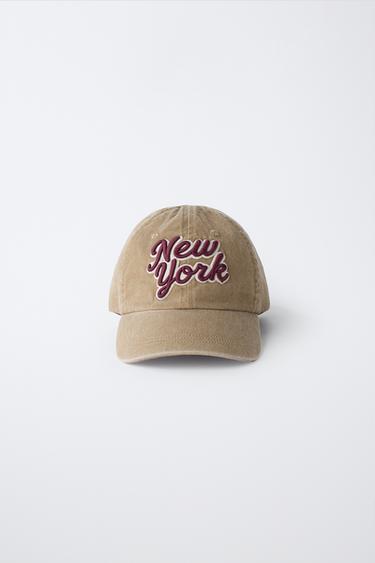 Zara NEW YORK 文字學院風棒球帽 - 深駝色 - 圖片 0