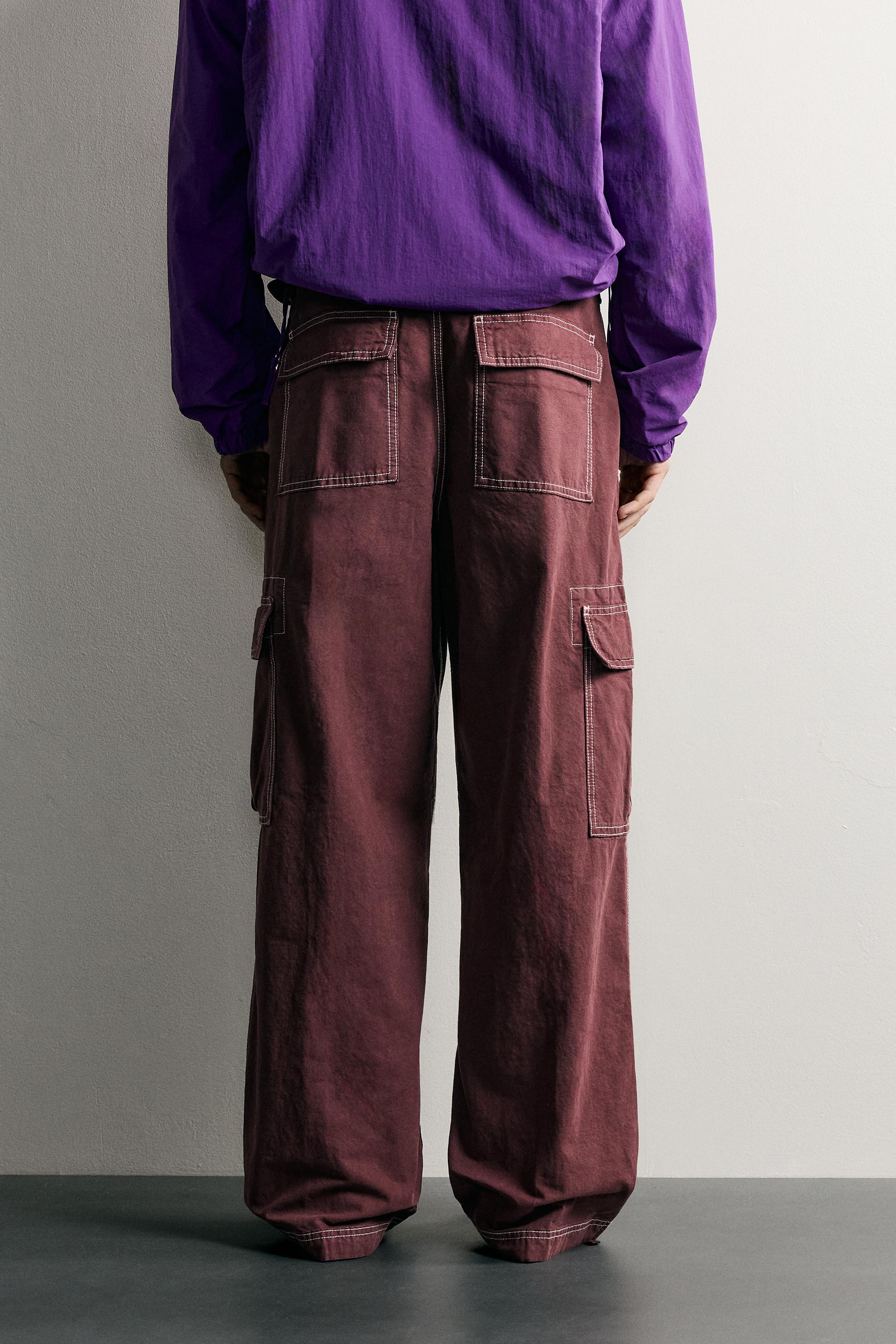 PANTALON CARGO COUPE DÉCONTRACTÉE À SURPIQÛRES