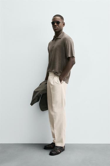 PANTALON COUPE REGULAR PLIS - Écru de Zara - Image 3
