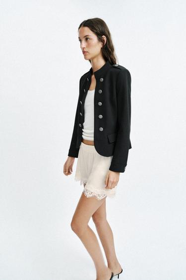 SATIN SHORTS WITH LACE - Ecru by Zara - Image 4