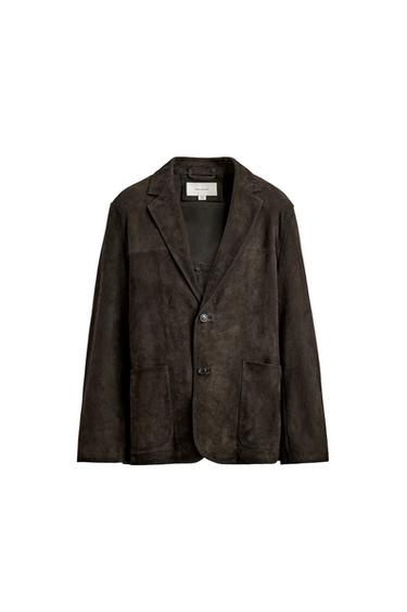 ORIGINS SUEDE LEATHER BLAZER - Taupe grey by Zara