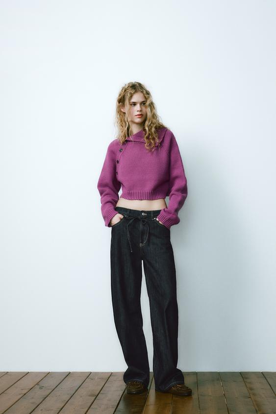 PULLOVER IN MAGLIA CON COLLO ASIMMETRICO Lilla ZARA Italia / Italy