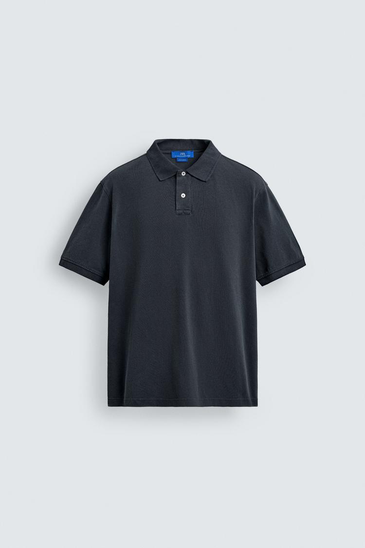 ZARA WASHED PIQUÉ POLO SHIRT AARON LEVINE X ZARA