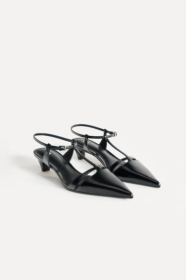 Zara LEATHER KITTEN HEELS 50TH ANNIVERSARY - Black