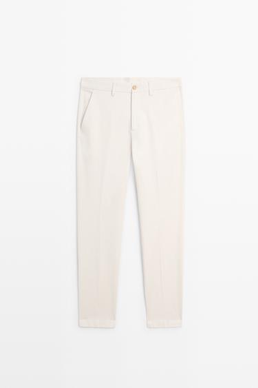 Zara Cotton blend slim fit pants - Beige