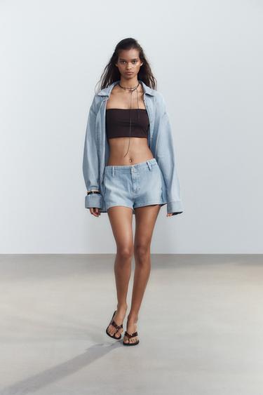 SHORT EN JEAN TRF - Bleu clair de Zara