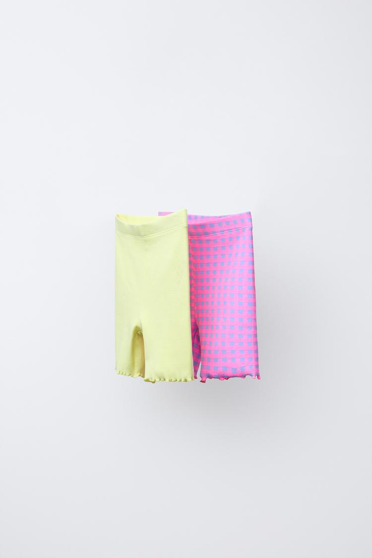 PACK DOS LEGGING CICLISTA LISO Y ESTAMPADO Amarillo ZARA España