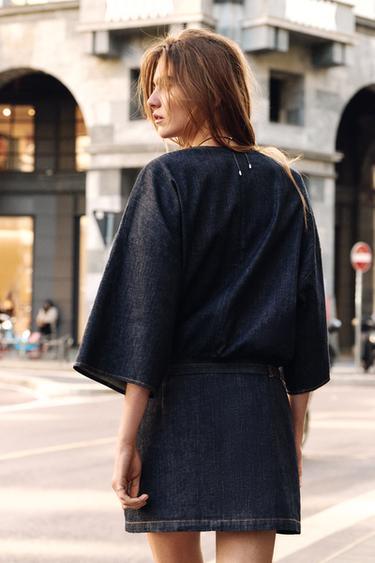 Z1975 SHORT DENIM DRESS WITH BELT - Blue by Zara - Image 5