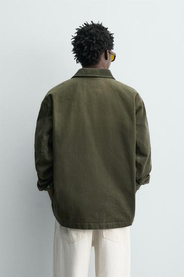 BLOUSON DÉLAVÉ COL COMBINÉ - Vert bouteille foncé de Zara - Image 2