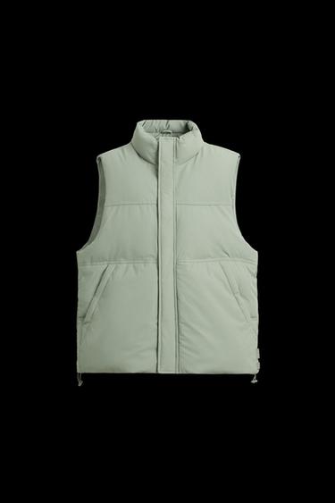 CHALECO ACOLCHADO ENGOMADO - Khaki claro de Zara - Imagen 0