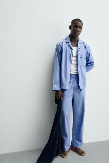 ENSEMBLE DE PYJAMA LISERÉS STRUCTURES CONTRASTÉS - Bleu de Zara - Image 5