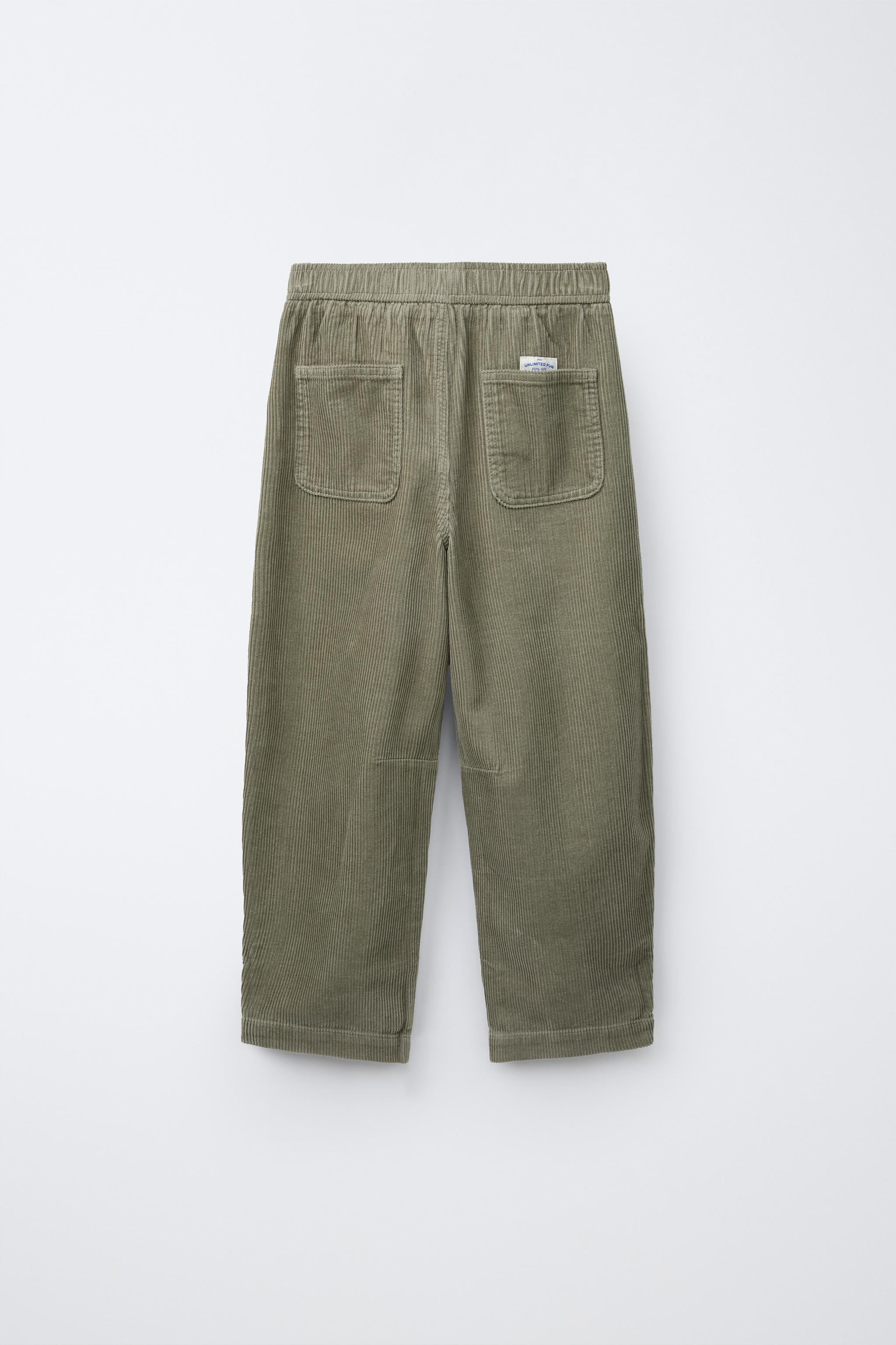 CORDUROY BARREL PANTS - Mid-green | ZARA United States