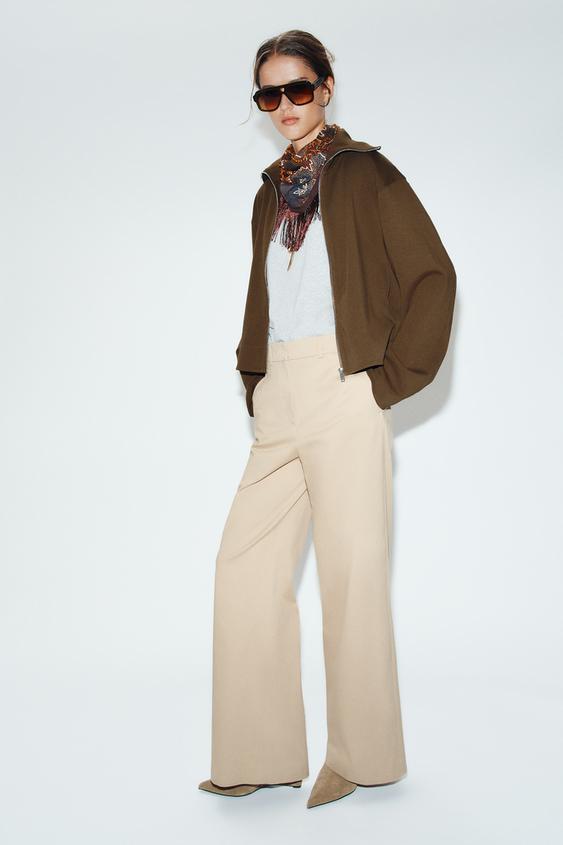 INTERLOCK ZIP-UP SWEATSHIRT - Dark olive by Zara - Image 0