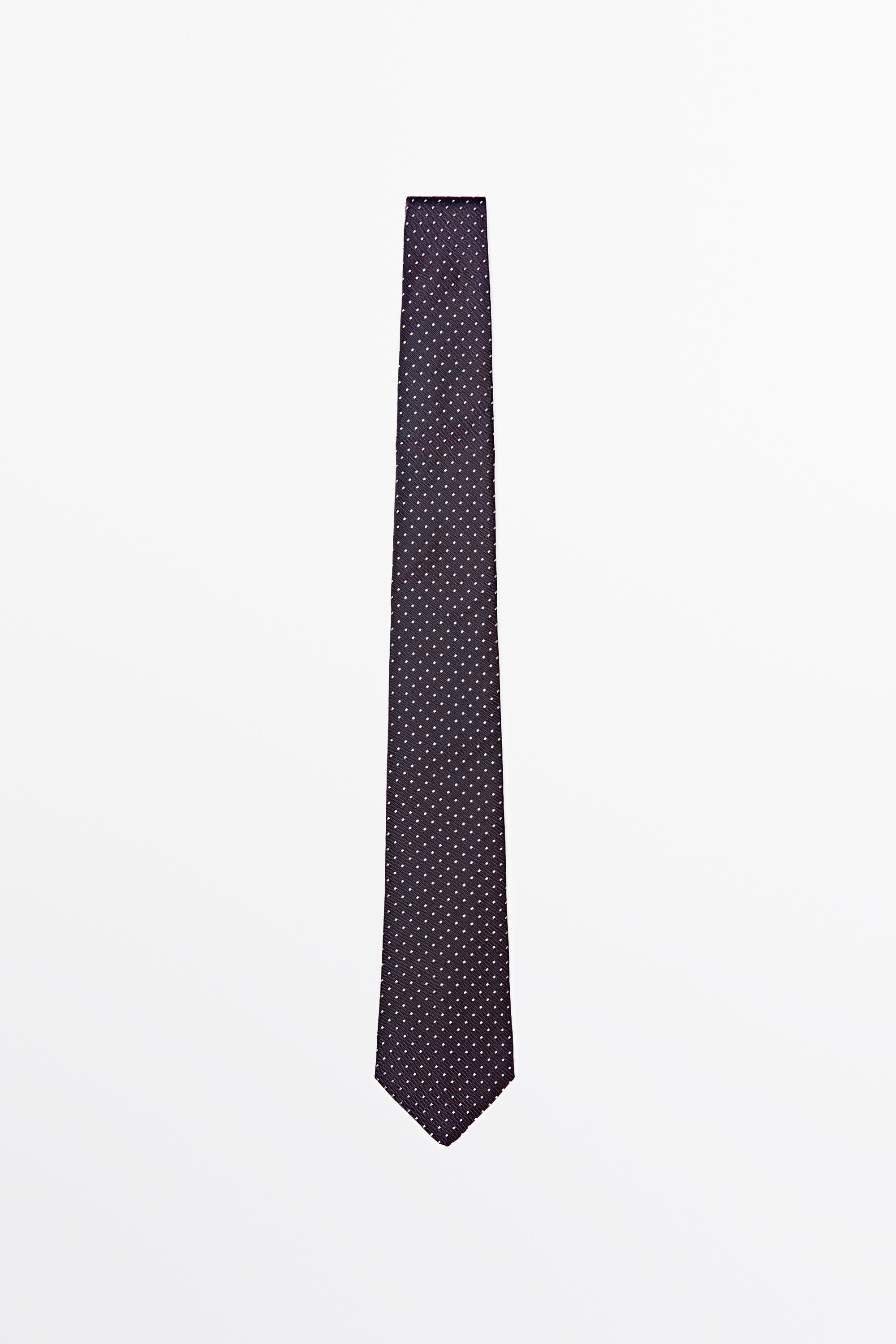 100% silk polka dot tie — white