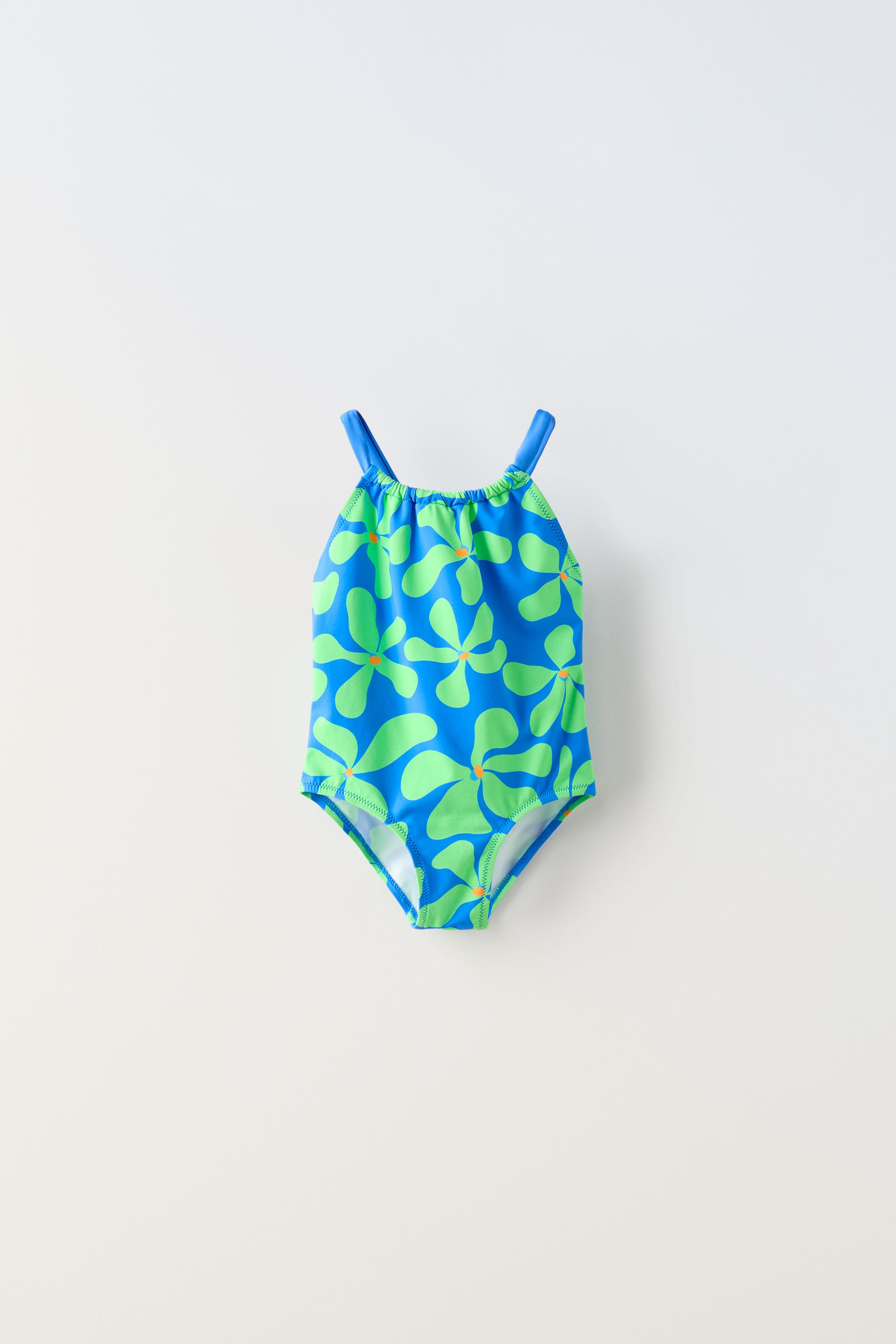 Green shops floral bathing suit