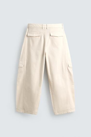 BAGGY FIT CARGO TROUSERS WITH SEAMS - Ecru by Zara - Image 8