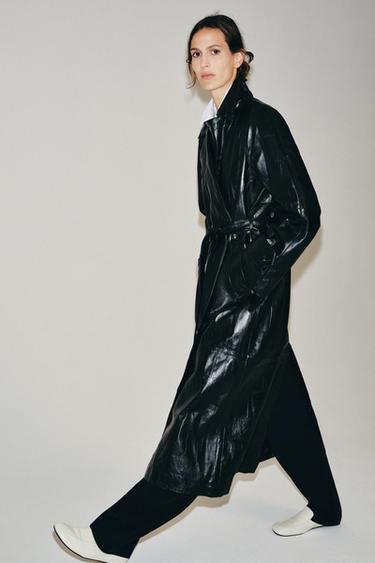 ДЛИННЫЙ ТРЕНЧ ИЗ 100% КОЖИ — ZW COLLECTION — ЧЕРНЫЙ от Zara — изображение 0