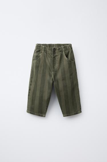 TWILL STRIPED BALLOON TROUSERS - Khaki by Zara