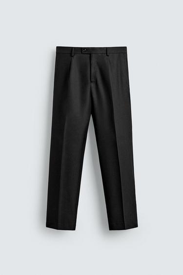 PANTALONS DE VESTIT AMB ESTRUCTURA DE BARREJA DE LLANA - Negre de Zara
