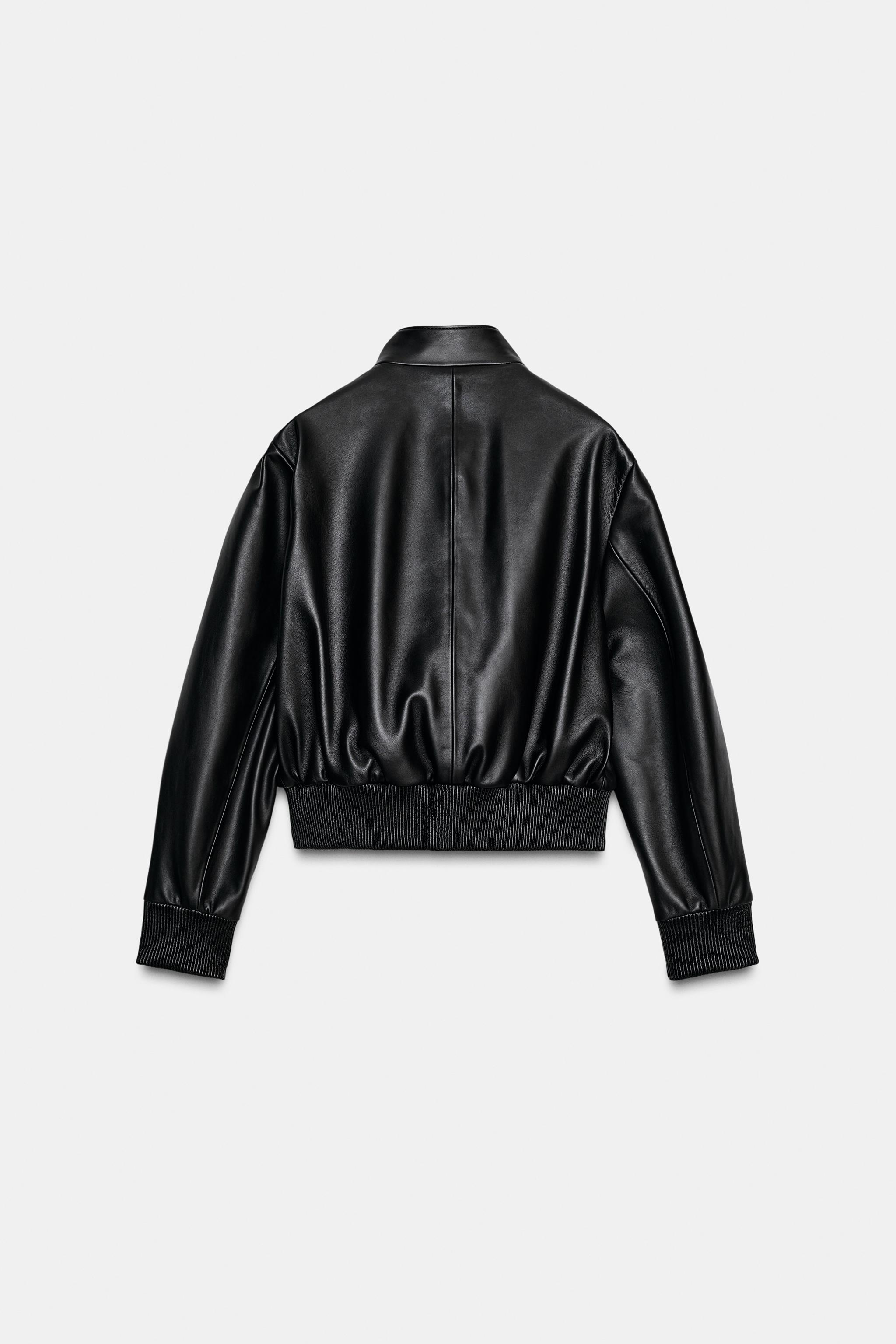 ZW COLLECTION LIMITED EDITION LEATHER BOMBER JACKET - Black | ZARA