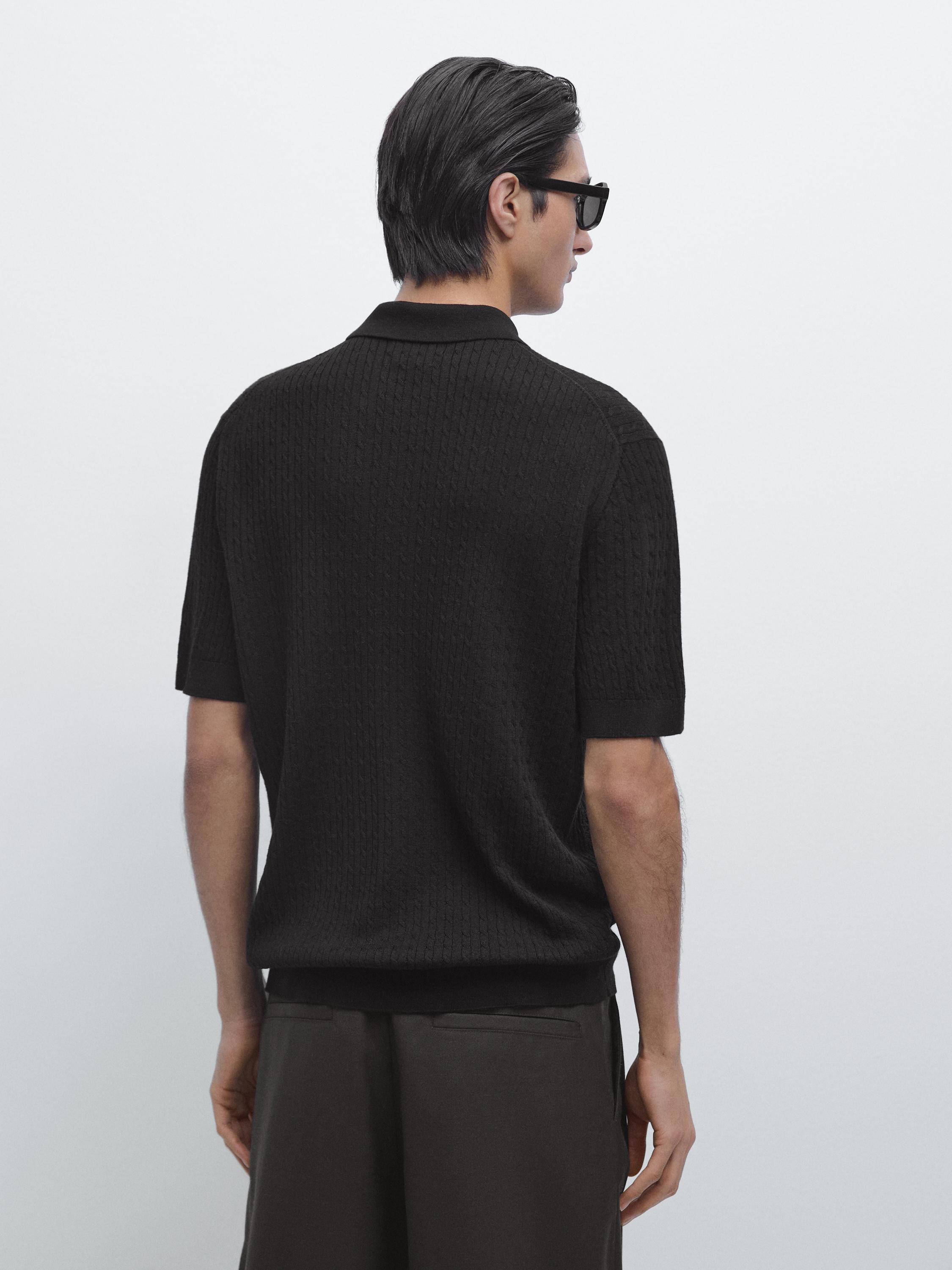 Merino wool knit polo sweater
