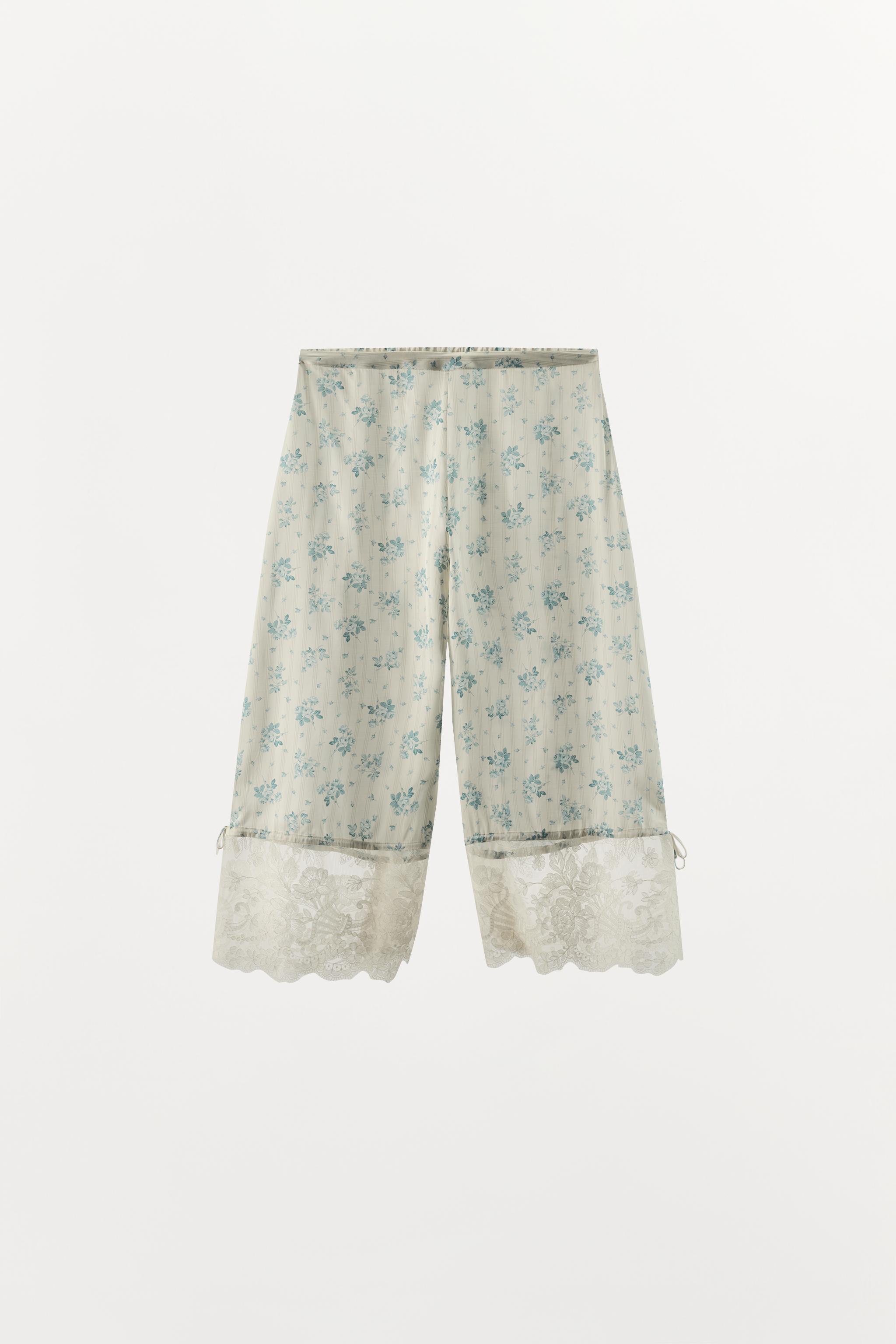 Женские брюки Zara LACE FLORAL PRINT BLOOMER PANTS — фото 6